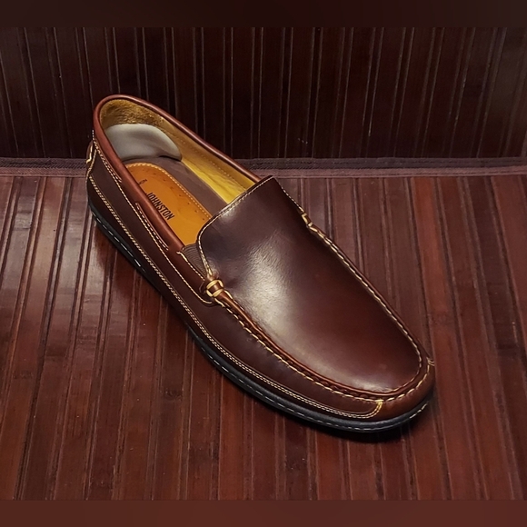 JOHNSTON & MURPHY SHEEPSKIN 25-8343 MEN'S DARK BROWN LEATHER LOAFERS SIZE 13 M - Picture 2 of 15